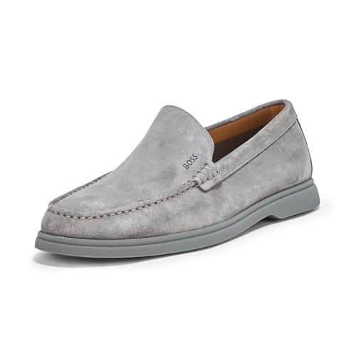 BOSS, Casual Suede Moccasins, Grey Microchip, 9