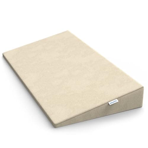 Cherilo Full Size Elevated Wedge Pillow for Baby Crib & Mattress, Helps to Elevate Baby for Acid Reflux, Colic, GERD, Heat Burn & Vomiting | 28" x 14" x 3" | - with Removable Velvet Cover - Cream