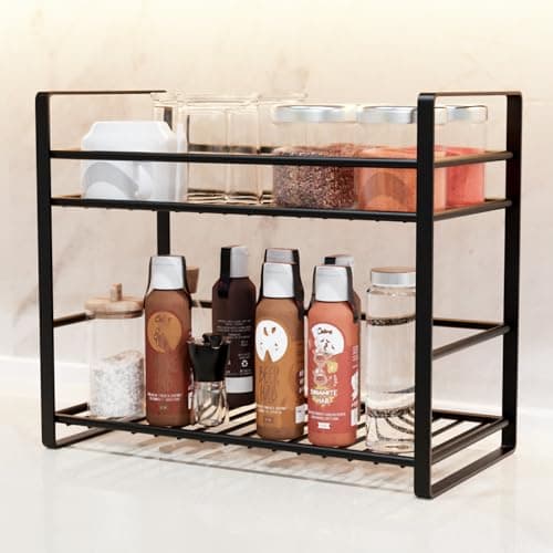 WonderStand PRIMUS | Metal 2-Tier Organizer (Black)| Shelf Storage Rack | Storage Shelf for Home Kitchen And Bathroom