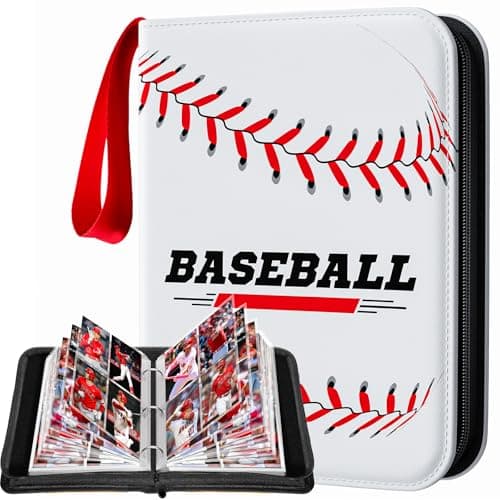 Baseball Card Binder 4 Pocket Gifts for Boys Girls Waterproof 400 Pockets Card Holder Album with 50 Removable Sleeves for Trading Card Binder Display Storage Carrying Case for Baseball Cards