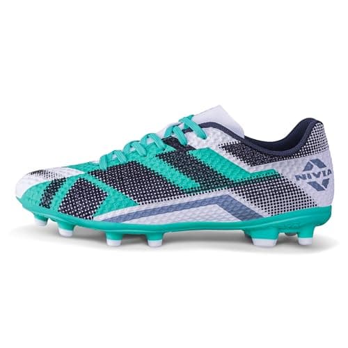 Nivia Dagger Football Studs for Men, Better Control and Lightweight Comfort, First Choice for Performance-Driven Players, Football Shoes, Sports Shoes for Men (White/Grey) UK-07