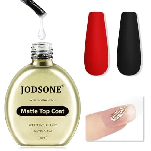 JODSONE Matte Gel Top Coat 165ml PowderResistant No Wipe Gel Top Coat for Chrome Powder Nail Art Smooth Matte Finish U V Curing Required