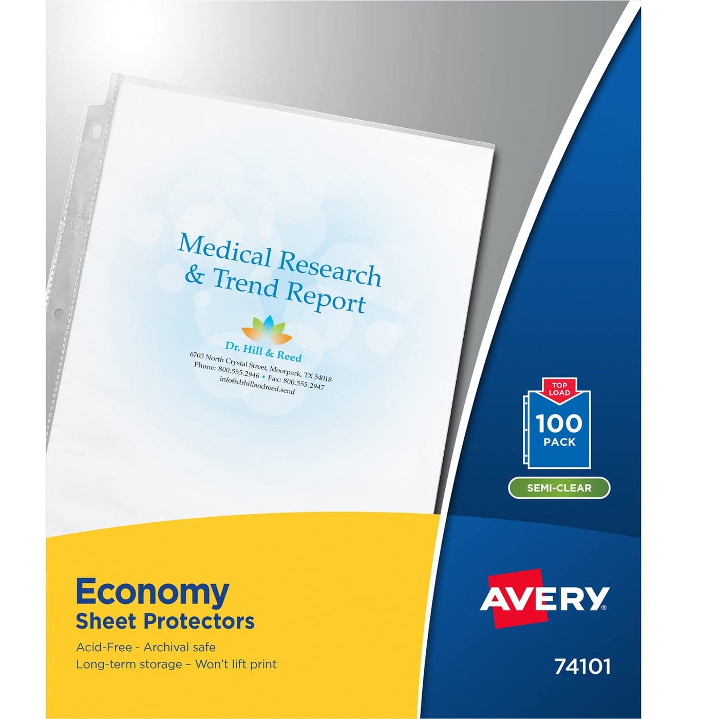 Avery Semi-Clear Economy Sheet Protectors, Top Load, 100 Document Protectors (74101)