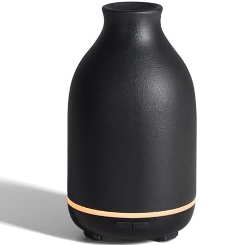 InnoGear Essential Oil Diffuser 150ml Ceramic Stone Diffuser Handcrafted Aromatherapy Diffusers Ultrasonic Cool Mist Humidifier Vaporizor with 2 Mist Modes Waterless Auto Off for Room Office Black