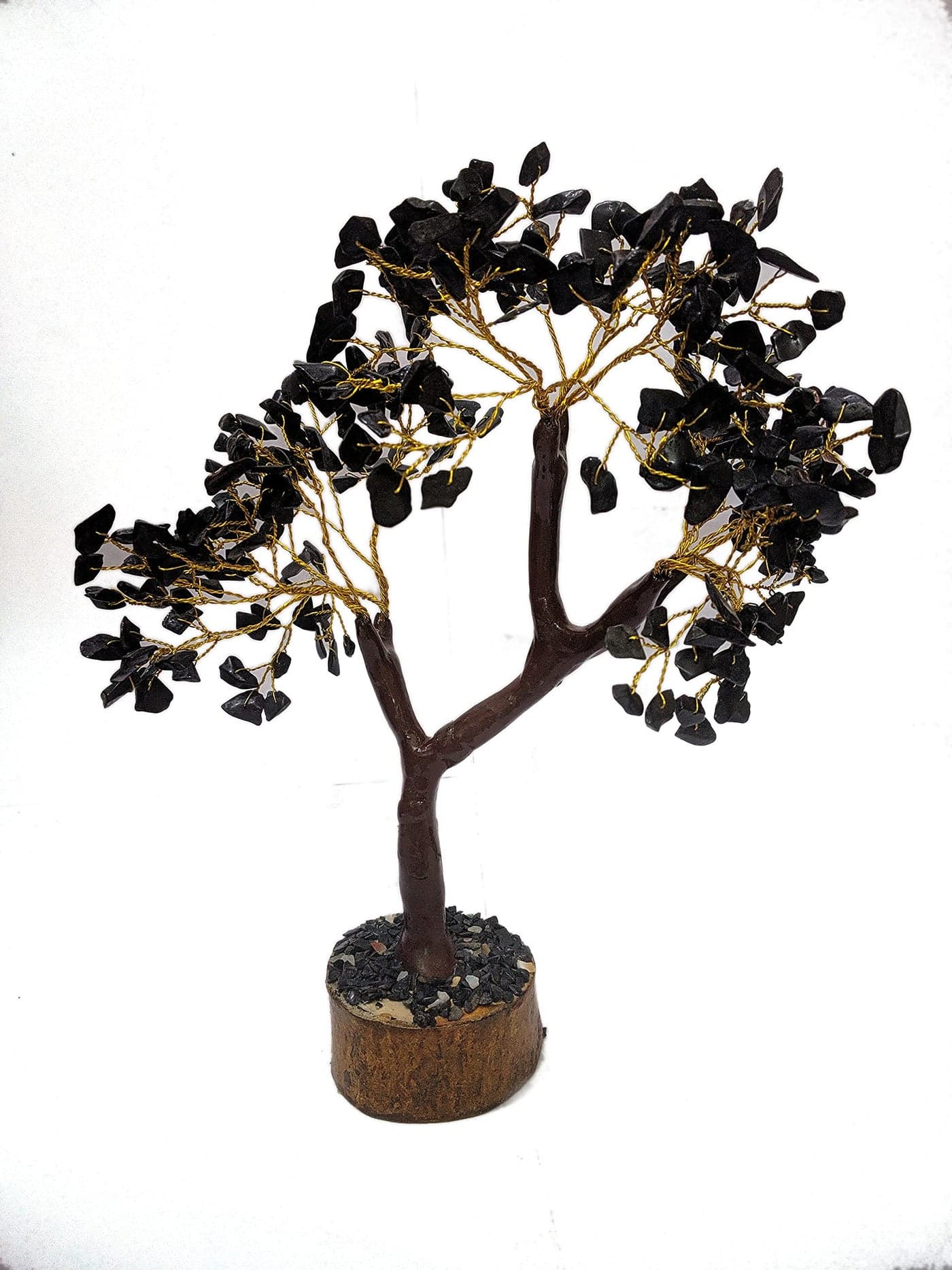 KACHVI Seven Chakra. Crystals and Gemstones. Spiritual Gifts Home Office Desk Decor. Seven Chakra Crystal Tree Showpiece. Wooden Base 10-11” (Black G,w)