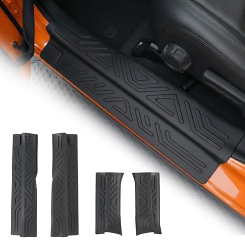 Tecbaba Door Sill Protector Compatible with 2020-2026 Jeep Gladiator JT Full Coverage Door Sill Guards TPE Protection All Weather 4PCS for 2025 Gladiator Accessories