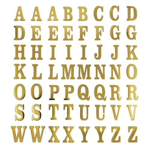 Comet Busters Self-Adhesive Uppercase Metallic Finish Alphabet Stickers for Art & Craft, Decorations, Projects, School Work (Gold) (Letter Size : 15 mm) (STR214)