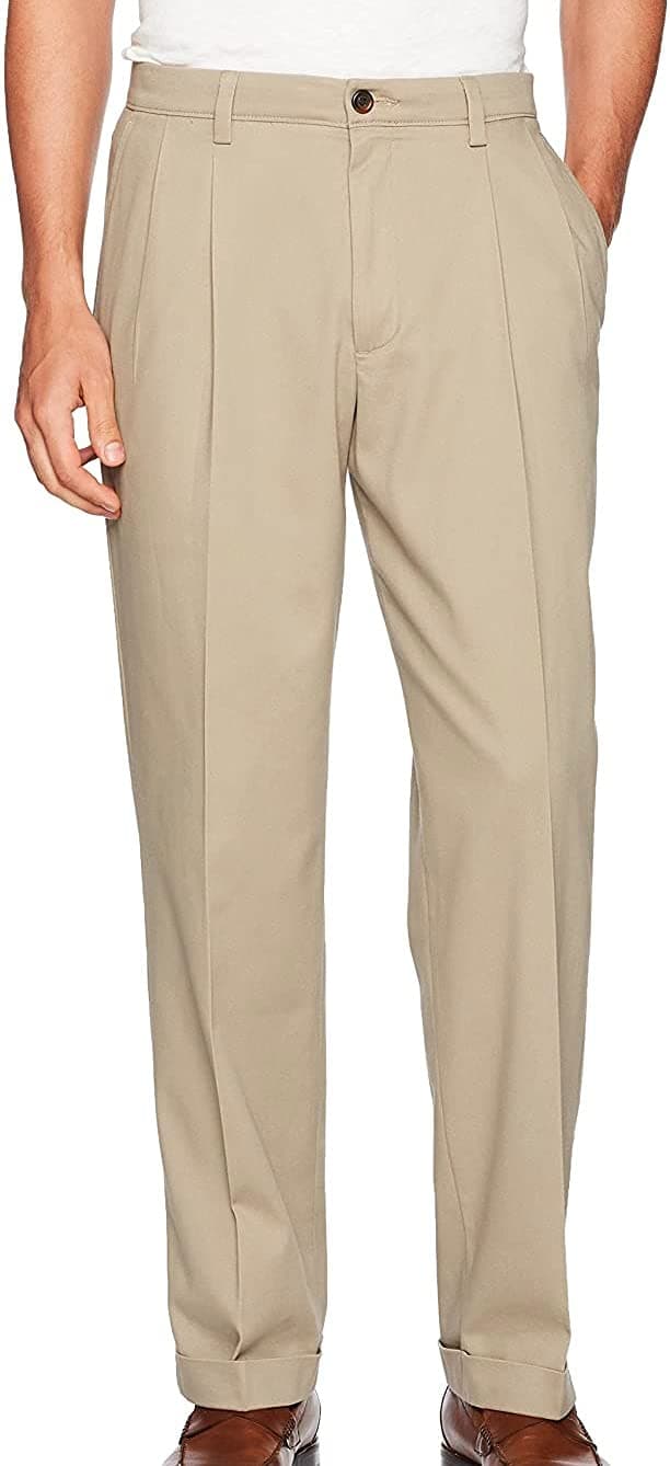 Dockers Men's Relaxed Fit Easy Khaki Pants-Pleated, Timberwolf, 36W x 32L