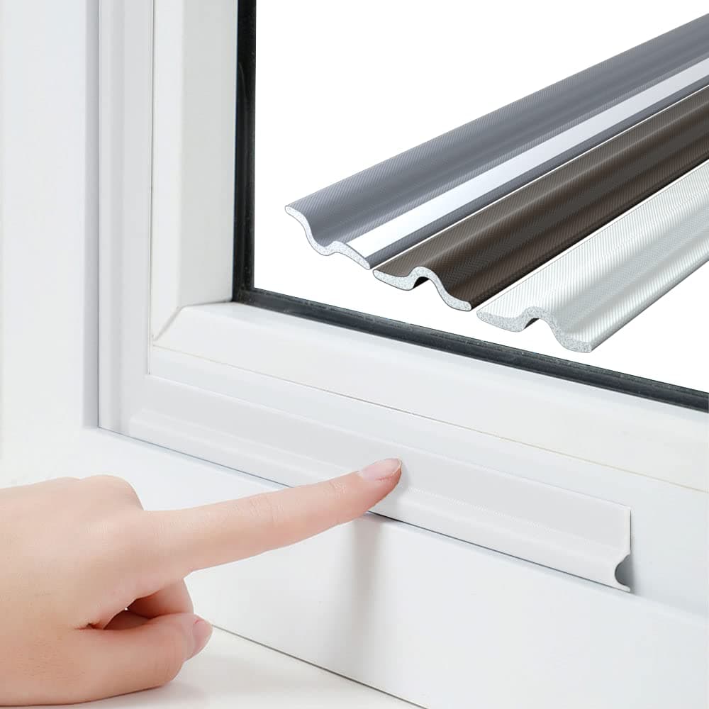 118 Inch Window Draft Stopper Foam Seal Strip Self Adhesive Window Insulation Tape and Door Side Weather Stripping Soundproof Door Bottom Sweep Noise Gap Blocker White T Shape