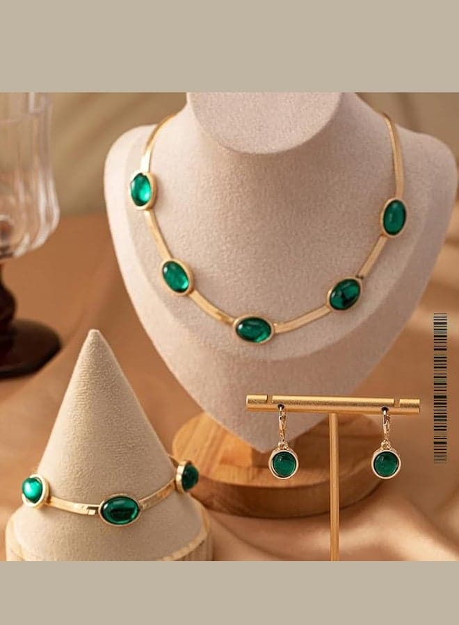 High Quality 4-Piece Emerald Jewelry Set