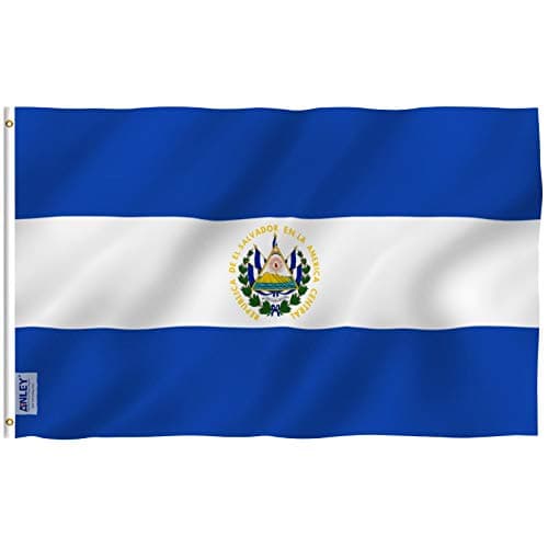 Anley Fly Breeze 3x5 Foot El Salvador Flag Vivid Color and Fade proof Canvas Header and Double Stitched Salvadoran National Flags Polyester with Brass Grommets 3 X 5 Ft