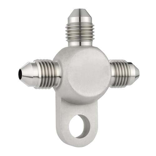 EVIL ENERGY 3AN Male Brake Tee Block 2 PCS with Mount Tab Stainless Steel Brake Line Tee Fitting Adapter Sliver