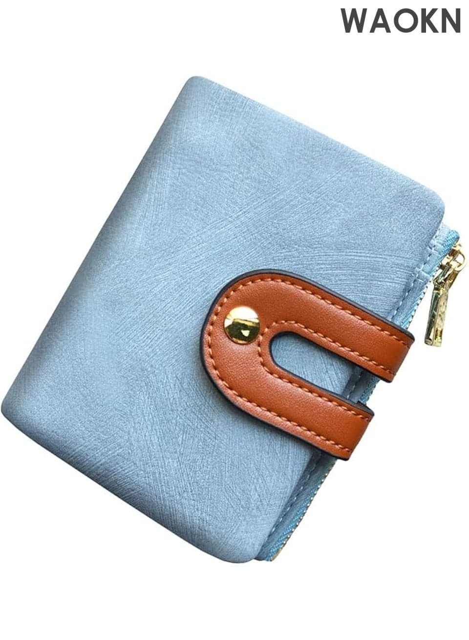 Men's and women's Small Bifold Leather Wallet - RFID Blocking Slim Wallet with Zipper Coin Pocket & ID Window - Genuine PU Leather Credit Card Holder for Cash - Compact Minimalist Front Pocket Wallet (Blue).