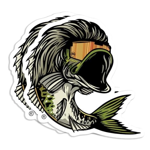 United by Color Mullet Bass Sticker 2 Pack Strong Adhesive Waterproof Funny Fishing Stickers and Decals No Fade Used for Laptop Mobile Window Bumper RV Water Bottle Boat Truck Car