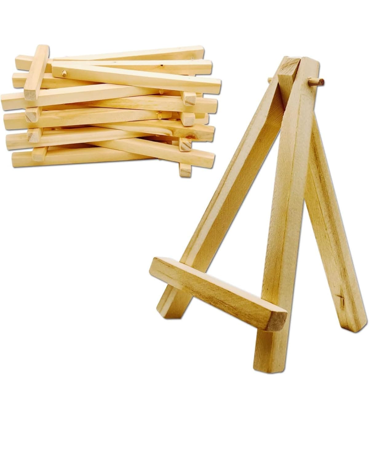 Snoogg 10 Pcs 6 Inch Natural Wooden Mini Easel Stand Artist Easel Wood Stand Tripod Small Easels for Tabletop Canvas Painting Arts Crafts Card Business (6 Inch 10 Pc)