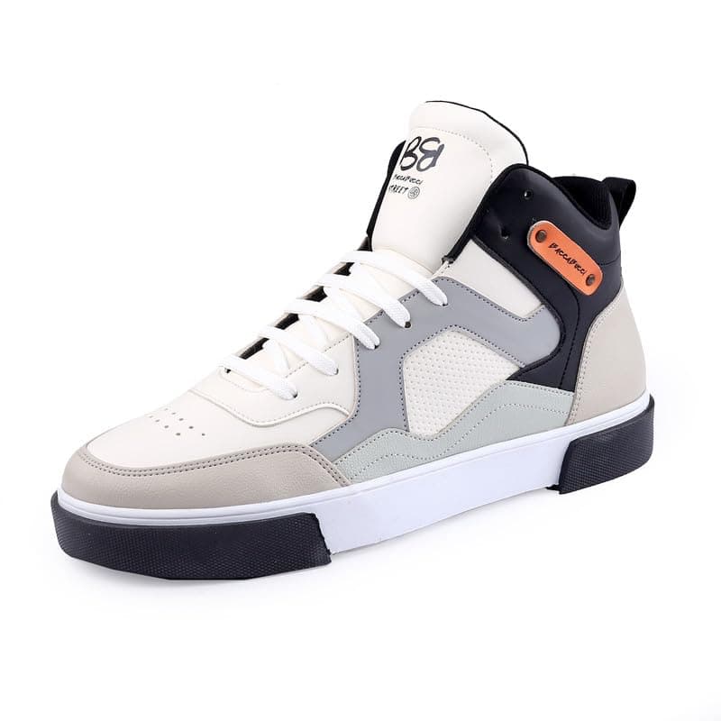 Bacca Bucci® Anarchist Korean Style High Top Streetwear Sneakers Casual Shoes for Men | Athletic-Inspired Ankle Length Shoes for Men Beige, Size UK10