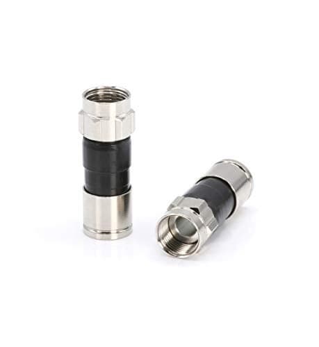 THE CIMPLE CO Coaxial Cable Connector, 25 PCS, RG6 Compression Fitting, Water Tight O Ring, Indoor/Outdoor, F81, F-Type, 75 ohm, 3 ghz, Black