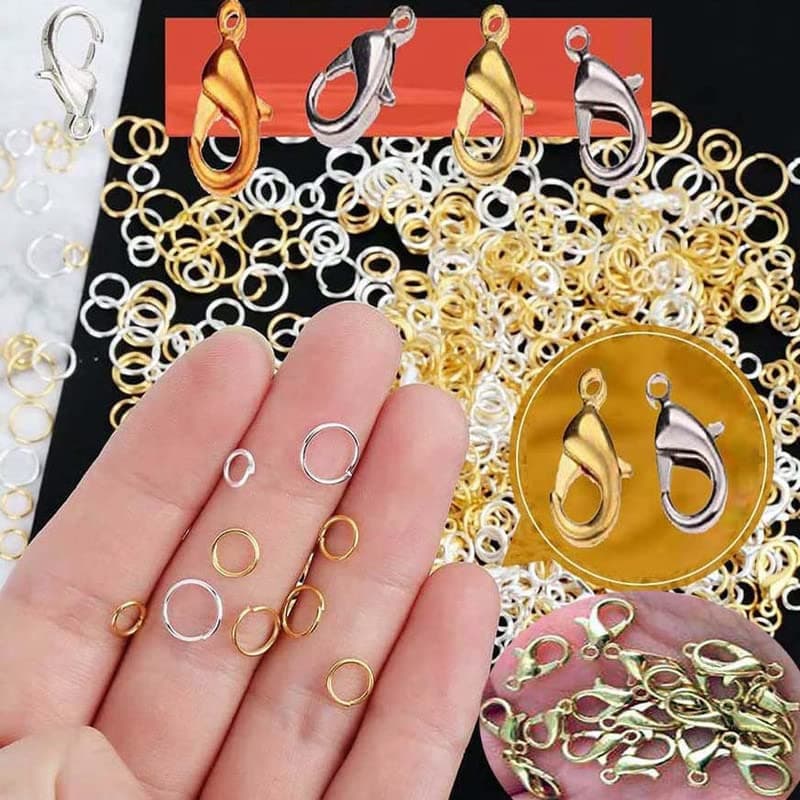 DIY Crafts 600 Grm, Nickel Silver, Jewelry 1000+ Jump Rings & 20 Pcs Lobster Claw Clasps, Open Jump Rings 4mm - 10mm for Jewelry Making Key Rings Necklace Repai (600 Grm, Nickel Silver)