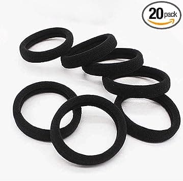 20 Pieces Black Soft Hair Ties No Damage womens Hair Clips Strong Elastic Ponytail Clips Hair Accessories Suitable for men and women with heavy hair
