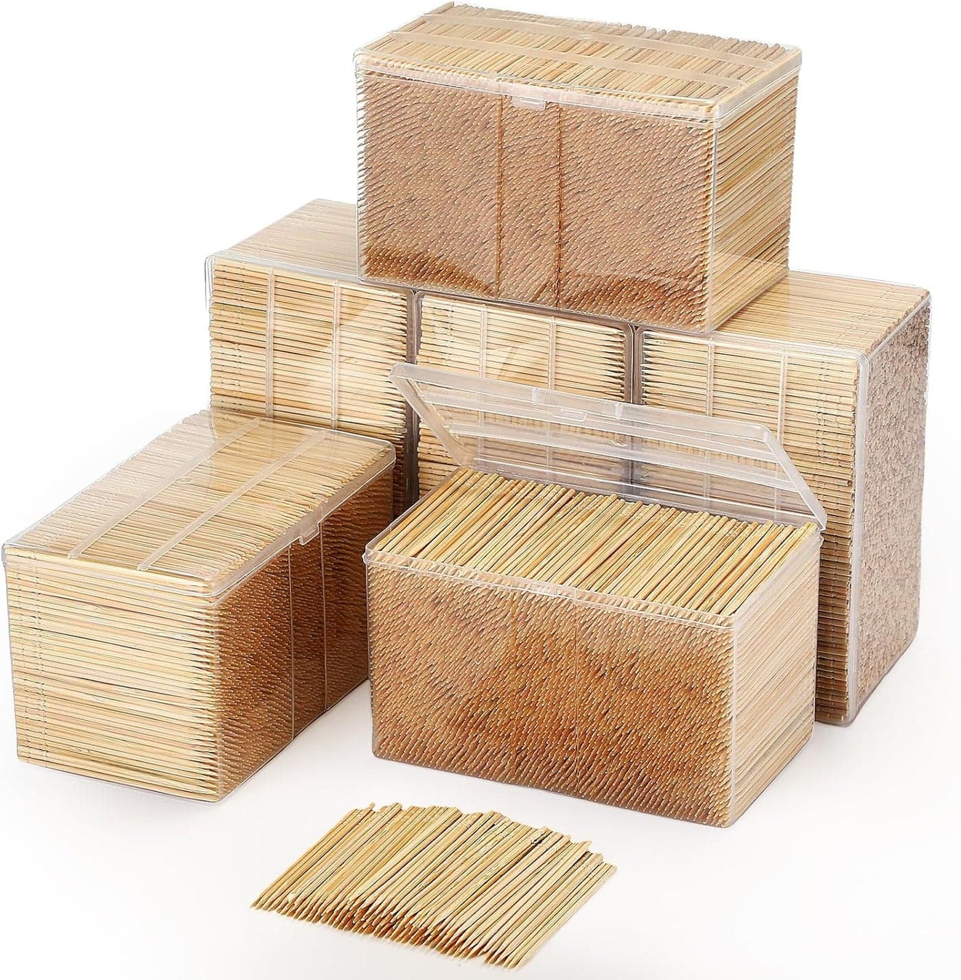 Jerify 15000 Pieces Bamboo Toothpicks Bulk for Teeth Cleaning Round Wood Toothpicks 6 Packs of 2500 Toothpicks for Appetizers Food Party Barbecue