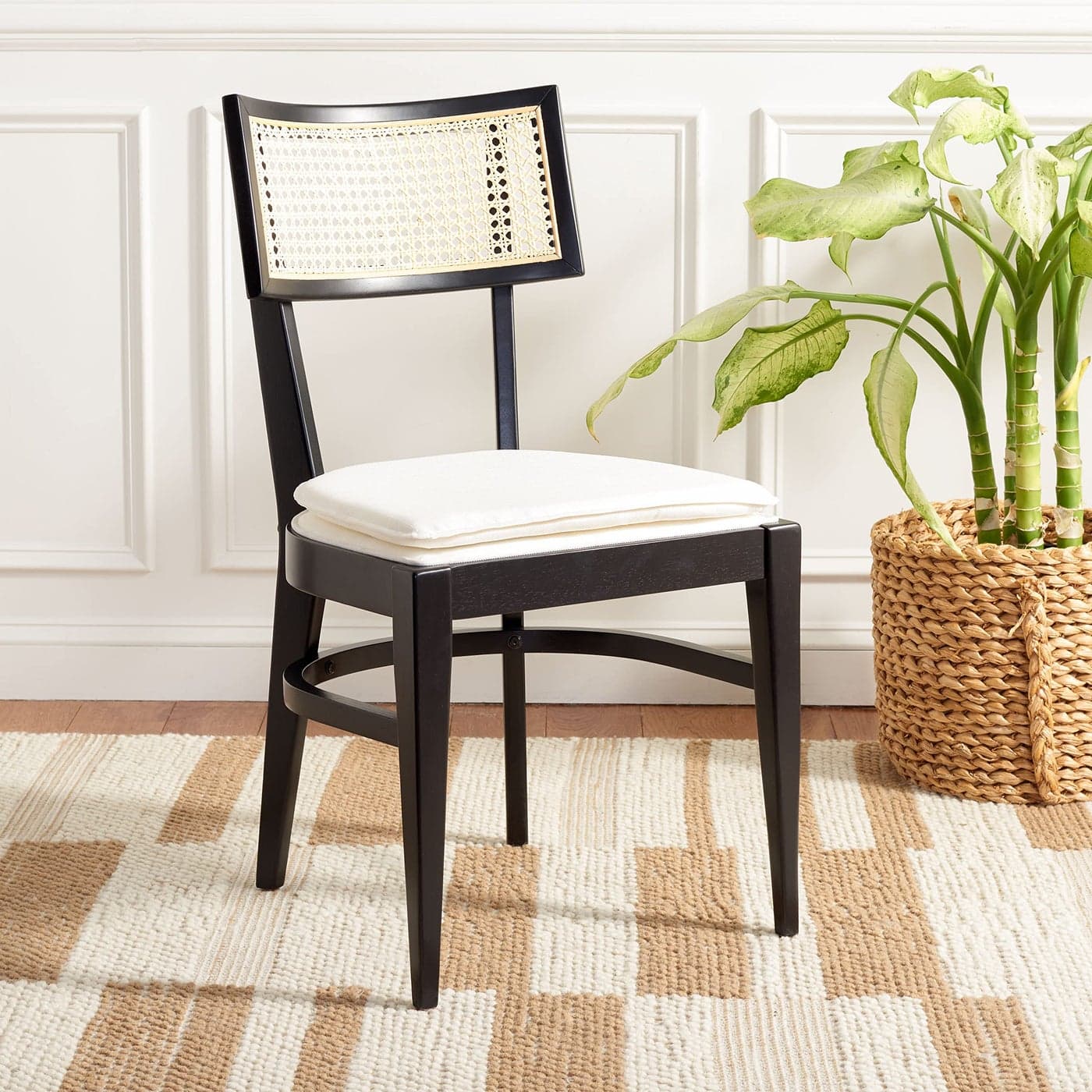 Safavieh Home Collection Galway Coastal WhiteNatural Cane Seat Cushion Dining Chair