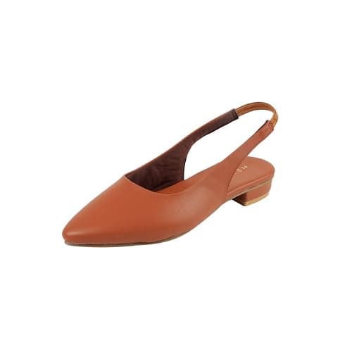 Metro Women's Tan Pointed Toe Slingback Flats with Elastic Heel Strap UK/6 EU/39(31-1045)