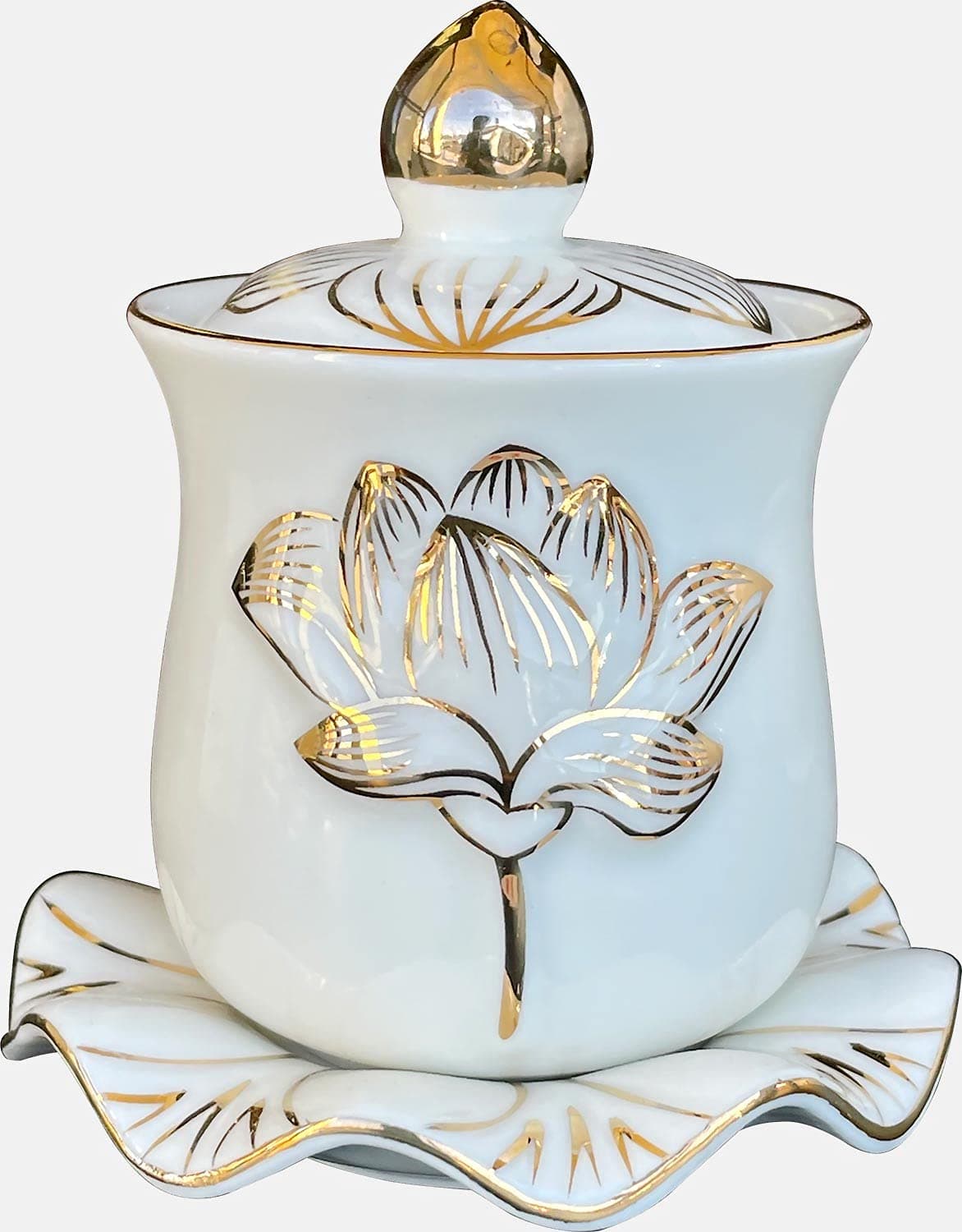 Houlu Ceramic Altar Cup Holy Water Offering Cup White
