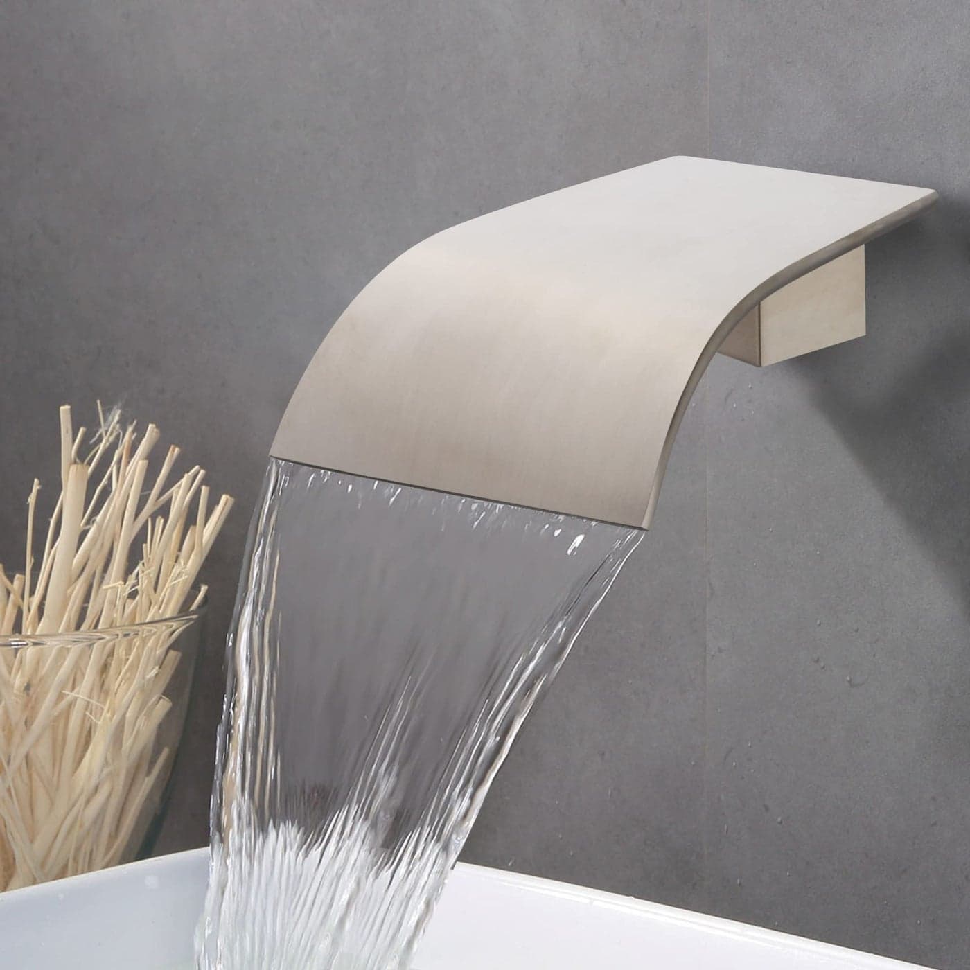 AZOS High Flow Tub Spout Wall Mounted Bathtub Faucet Filler Waterfall Spout for Bathroom Sink and Tub Shower Tub Waterfall Sprayer Brushed Nickel
