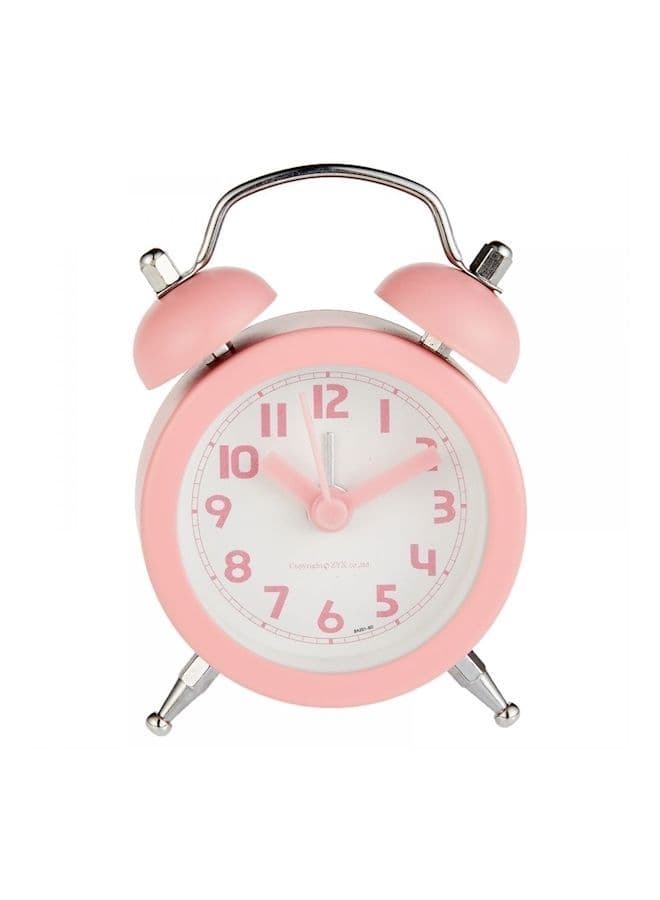Round Belt Battery Mini Alarm Clock Pink/White