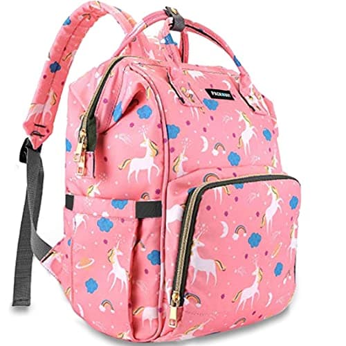 PACKNBUY Diaper Bag for Mothers for Travel, Baby Diaper Bags for Mom, Maternity Bag with Insulated Bottle Pockets, Water Resistant and Multiple Pockets to Store Newborn Baby Products (Pink)