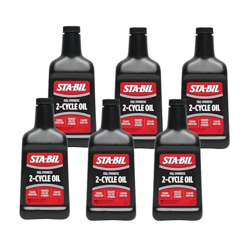 STA-BIL Full Synthetic 2-Cycle Oil - With Fuel Stabilizer - 5 Gallon Mix - 50:1 And 40:1 Mix Ratios - Low Smoke Formula, 13 fl. oz. 6 Pack