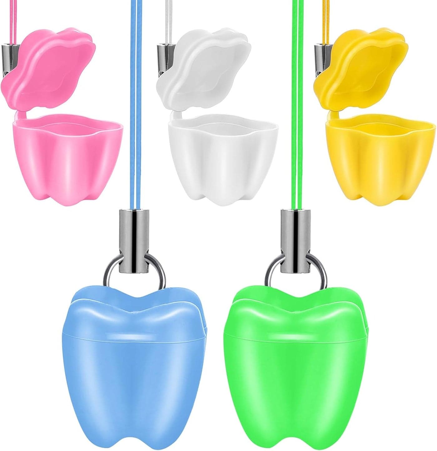 ARTIBETTER 5pcs Tooth Saver Necklace Milk Teeth Storage Box Tooth Fairy Save Box Baby Tooth Storage Cases Organizer for Child Teeth Keepsake Classroom School Party