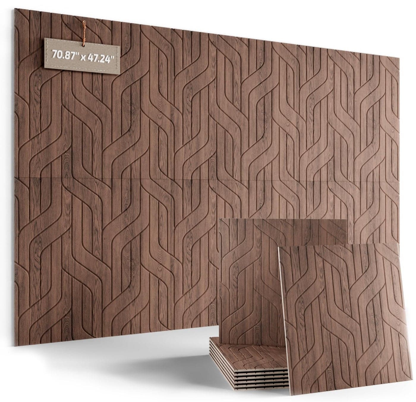 Fluxynara Large Felt Bulletin Board,Cork Board Alternative 70.87'' x 47.24'' Art Acoustical Wall Panels-6 Pack with 60 Adhesive Tabs,for Recording Studio/Home Offices-Walnut/Artistic