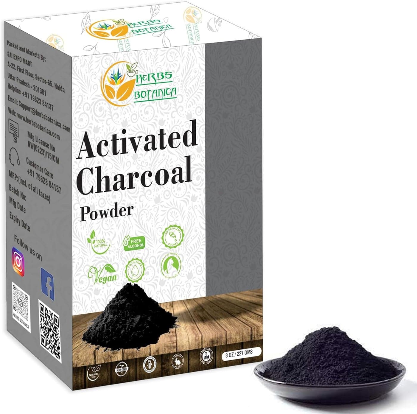 Activated Charcoal Powder Food Grade Natural Detoxifier for Digestive Health Teeth Whitening Detoxification Bug Bite Relief 8 oz 227 gm