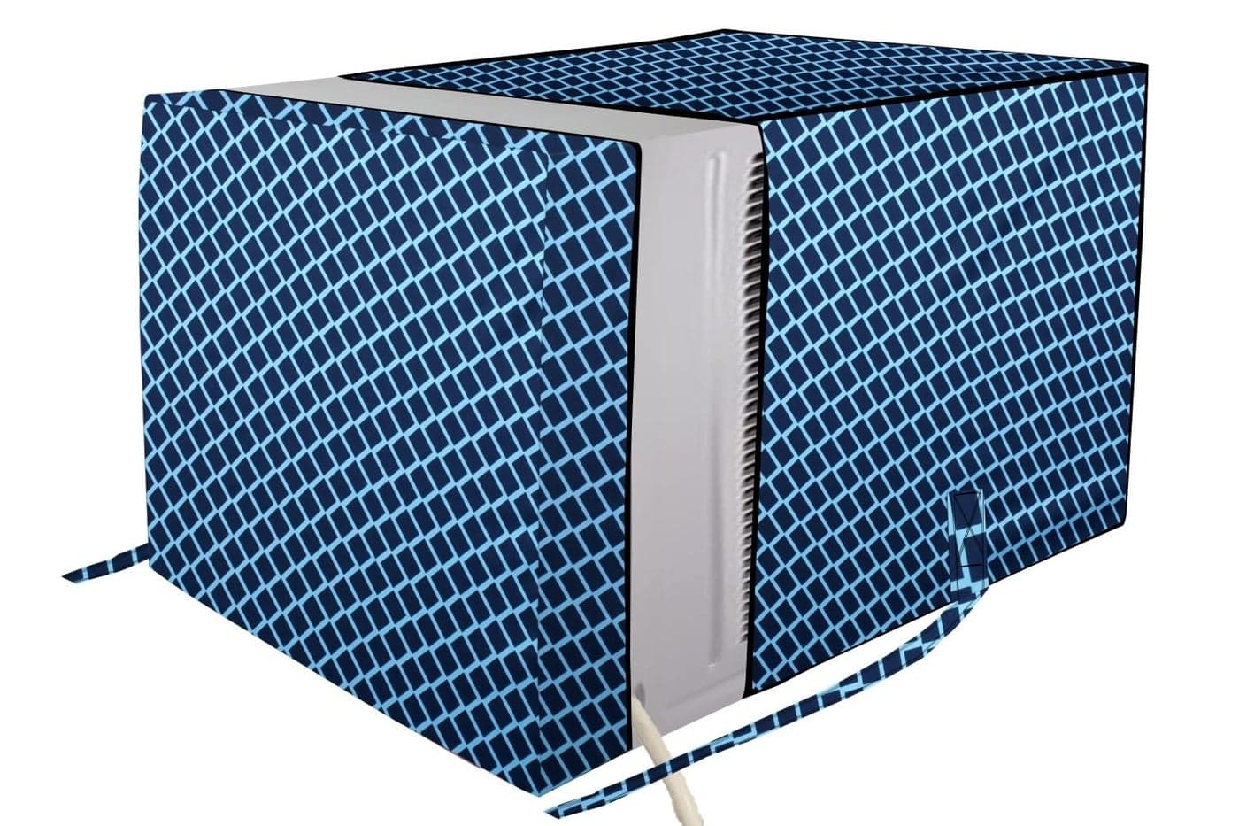 The Furnishing Tree window ac cover suitable for Lloyd 1.5 Ton GLW18C4YWGEW, Check Blue Color Elastic fit Cover for front and rear Of Window Ac