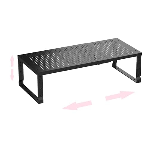 Asiingkel Metal Stackable Expandable Storage Shelf - Multi-Functional Home Storage Shelf, Suitable for Kitchen, Cabinet,Bathroom, Office, Garage, etc.(1PACK/Black/Large
