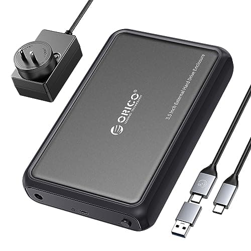 ORICO 35 Hard Drive Enclosure SATA to USB C Compatible for 35 25 Seagate Samsung WD Crucial SanDisk HDD SSD ABSMetal Shell Support UASPTrim Up to 20TB 2in1 USB C to USB CA Cable DDL35C3