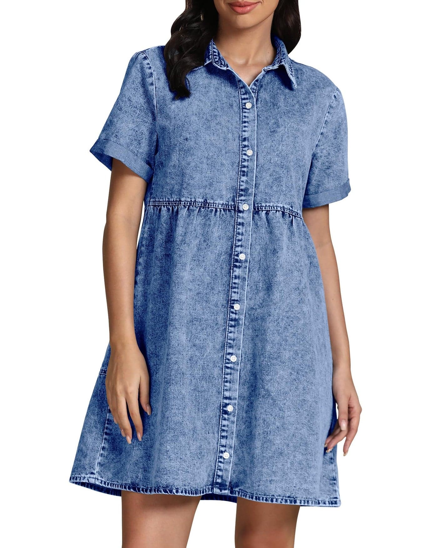 GRAPENT Womens Dresses Casual Summer Blue Dress Women Formal Dress for Women Elegant Casual Beach Dresses Womens Dresses with Sleeves Color Reef Blue Size Small Size 4 Size 6