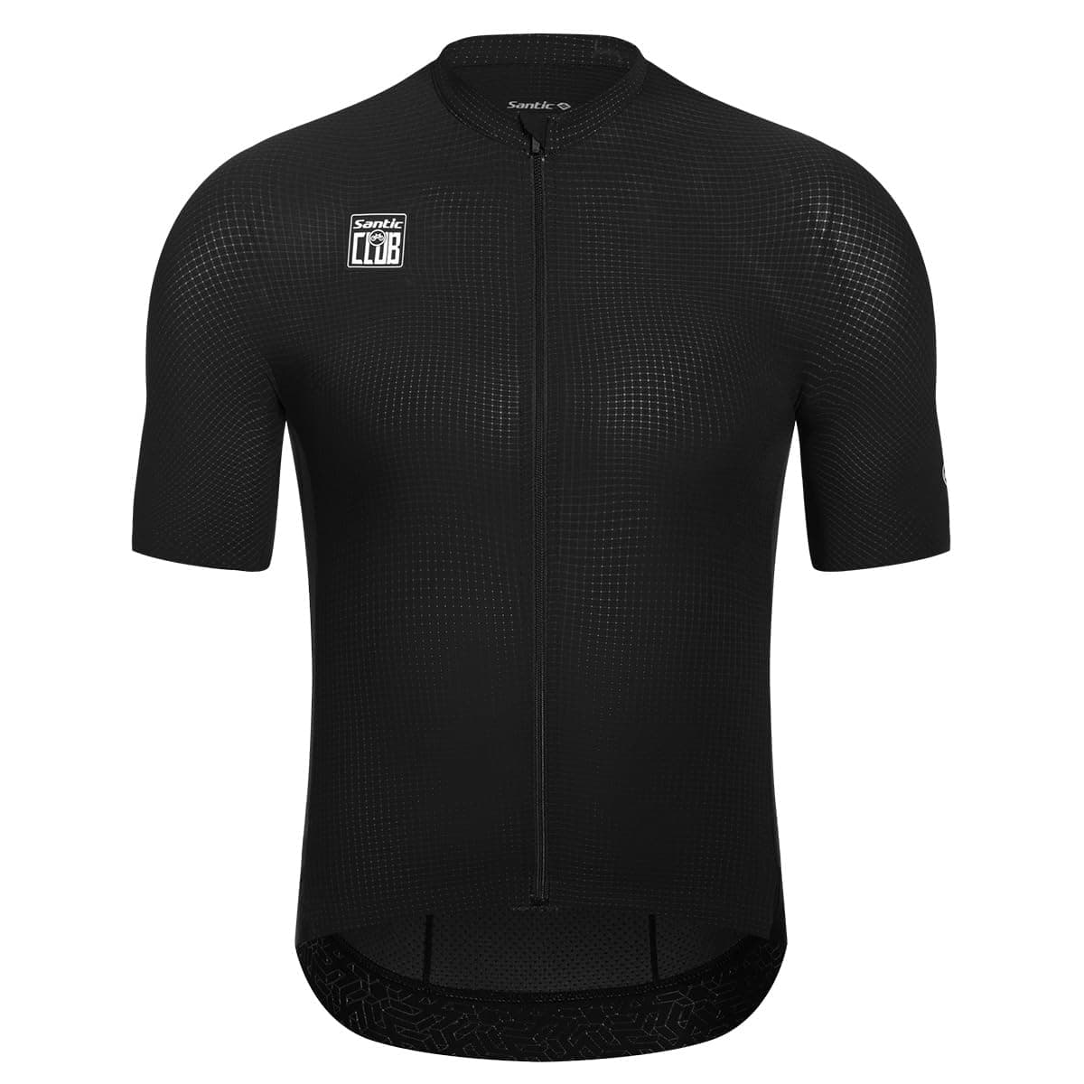Santic Mens Cycling Jersey Short Sleeve Tops Pro Road Bike Shirt Full Zipper UPF 50 Bicycle Jersey with Pockets Black
