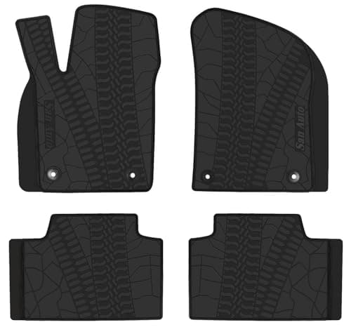 San Auto Car Floor Mats Custom Fit for 2022 2023 Jeep Grand Cherokee WK, 2016-2021 Jeep Grand Cherokee (Non L)/Dodge Durango Rubber Auto Floor Liners Set All Weather Protection Full Black