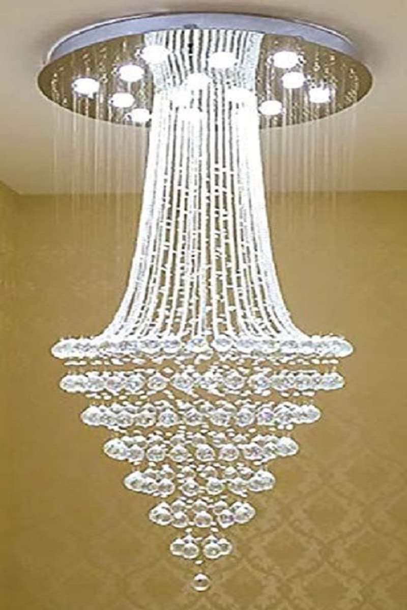 CRYSTA WORLD 4-Lights Modern Chandelier K9 Crystal Chandelier Light Fixture,Modern Flush Mount Ceiling Light Fixtures Raindrop Chandelier for Bedroom,Dining Room,Living Room,H18 x D12