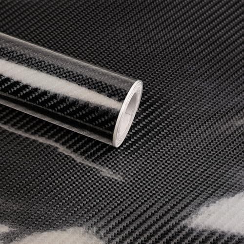 Lypumso 6D Carbon Fiber Vinyl Wrap Roll, Glossy Car Wrap Film Featuring Bubble Free Air Release Technology, Car Moto DIY Interior Exterior Decoration (Carbon Fiber Black, 1ft x 5ft)