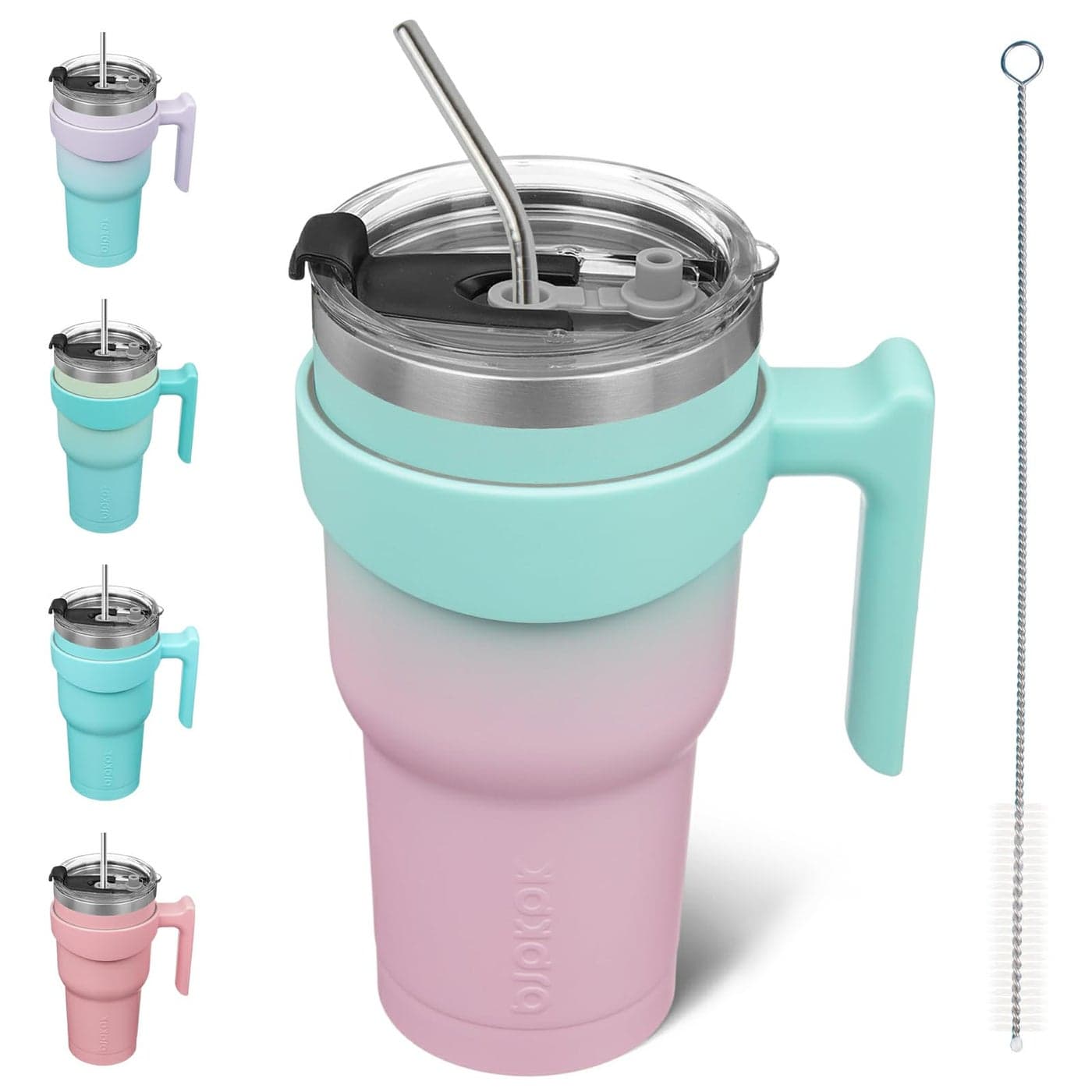 BJPKPK Tumbler With Handle 30oz Stainless Steel Insulated Tumbler With Lid And Straw For Ice Water Or CoffeeBubble Gum