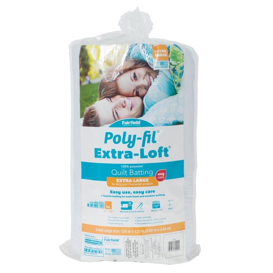 Fairfield PolyFil ExtraLoft Quilt Batting Premium Polyester Batting for Quilting Ideal for Lap Blankets and KingSized Projects Quilting Supplies 120 X 120