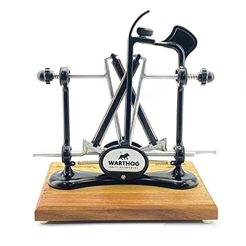 Warthog V-Sharp Elite Knife Sharpeners with Deluxe Wooden Base, Diamond Rods, Adjustable Angles, Metal Frame Construction