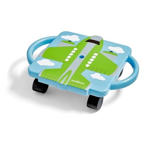 hand2mind Green Plane Glider Scooter Board Floor Scooter Board Gross Motor Toys Kids Exercise Physical Education Equipment Playground Toys Indoor Active Play Toddler Outdoor Activities