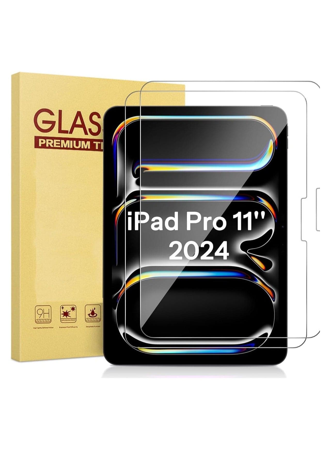 【2 Pack】 Screen Protector for iPad Pro 11 Inch 【2024】 Tempered Glass 【Face ID Pencil Pro Compatible】 【HD Clear】 Tempered Glass Screen Protector for iPad Pro 11'' (2 Pack, ipad pro 11'' (2024)