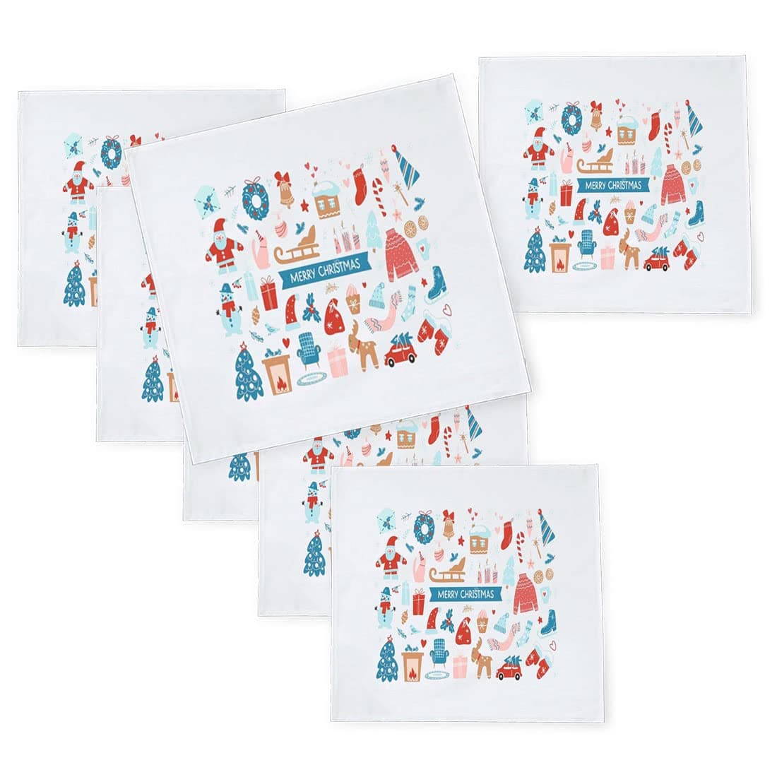 Khakee 6 Pcs Christmas Theme Silk Table Napkins 10x 10 for Xmas Decoration Christmas OrnamentsChristmas Giftxmas21804