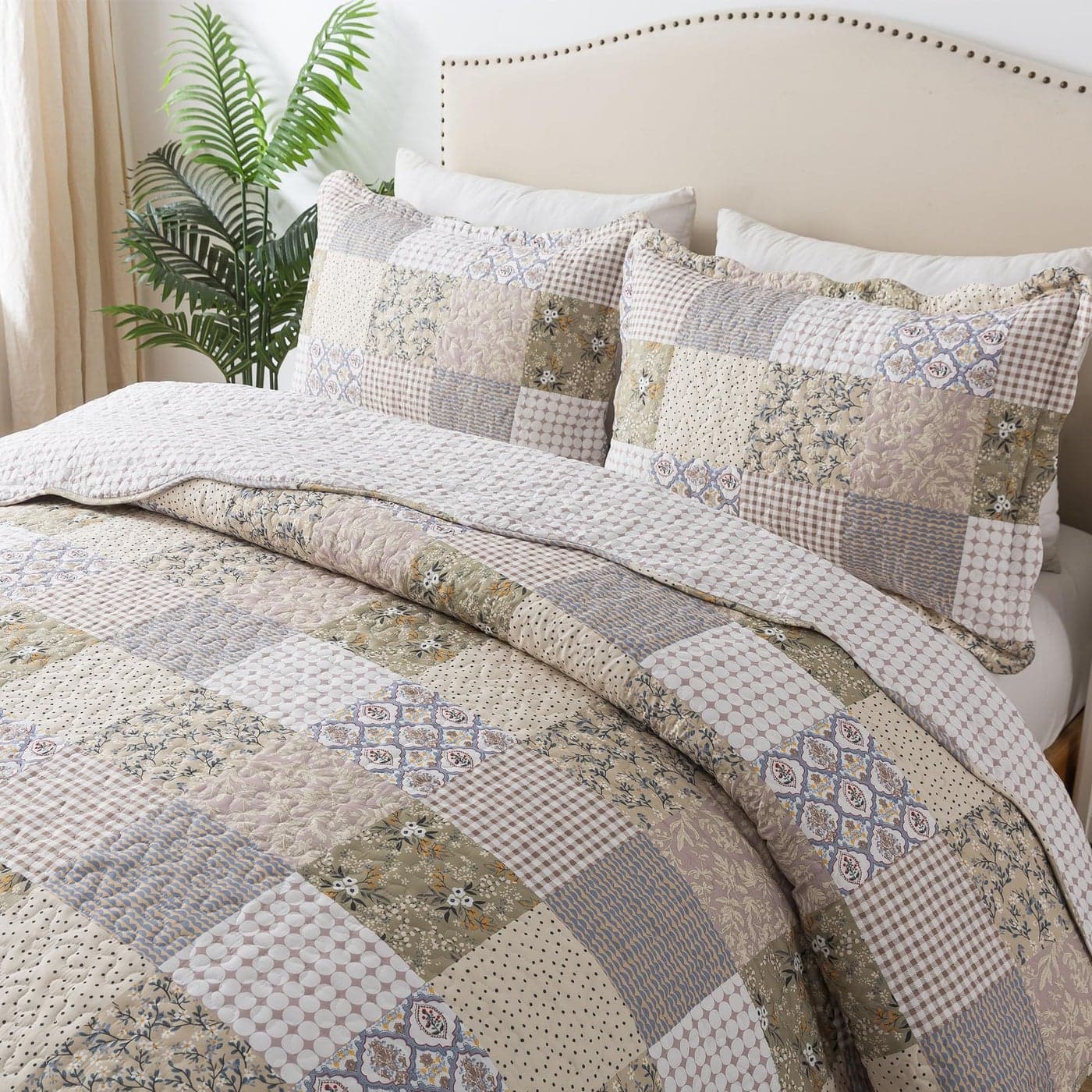 HoneiLife Quilt Set King Size Lightweight Bedspreads 106x96 Microfiber Quilts 3Piece Patchwork Coverlet Rustic Bedding Sets All Season Quilts
