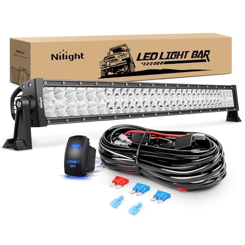 Nilight LED Light Bar 32Inch 180W Spot Flood Combo Led Off Road Lights 12V 5Pin Rocker Switch LED Light Bar Wiring Harness Kit 2 Years Warranty ZH079 ClearWhite